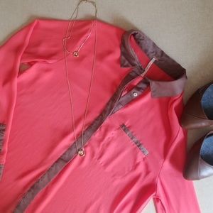 FREE PEOPLE Peach and Brown Blouse